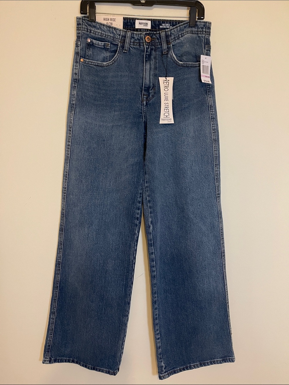 Kensie High-Rise Wide Leg Jeans - Medium Blue The Carla Jean size 6/28